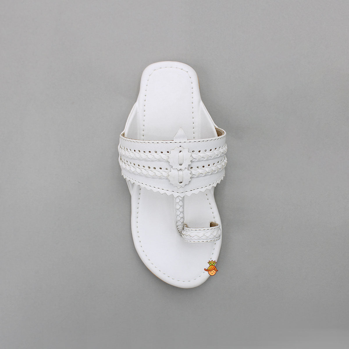 White Braided Kolhapuri Flats
