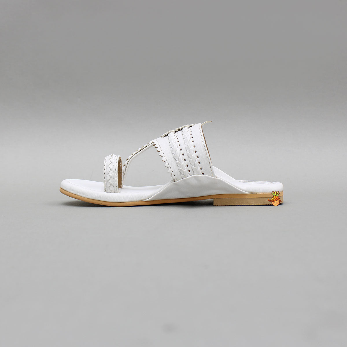 White Braided Kolhapuri Flats