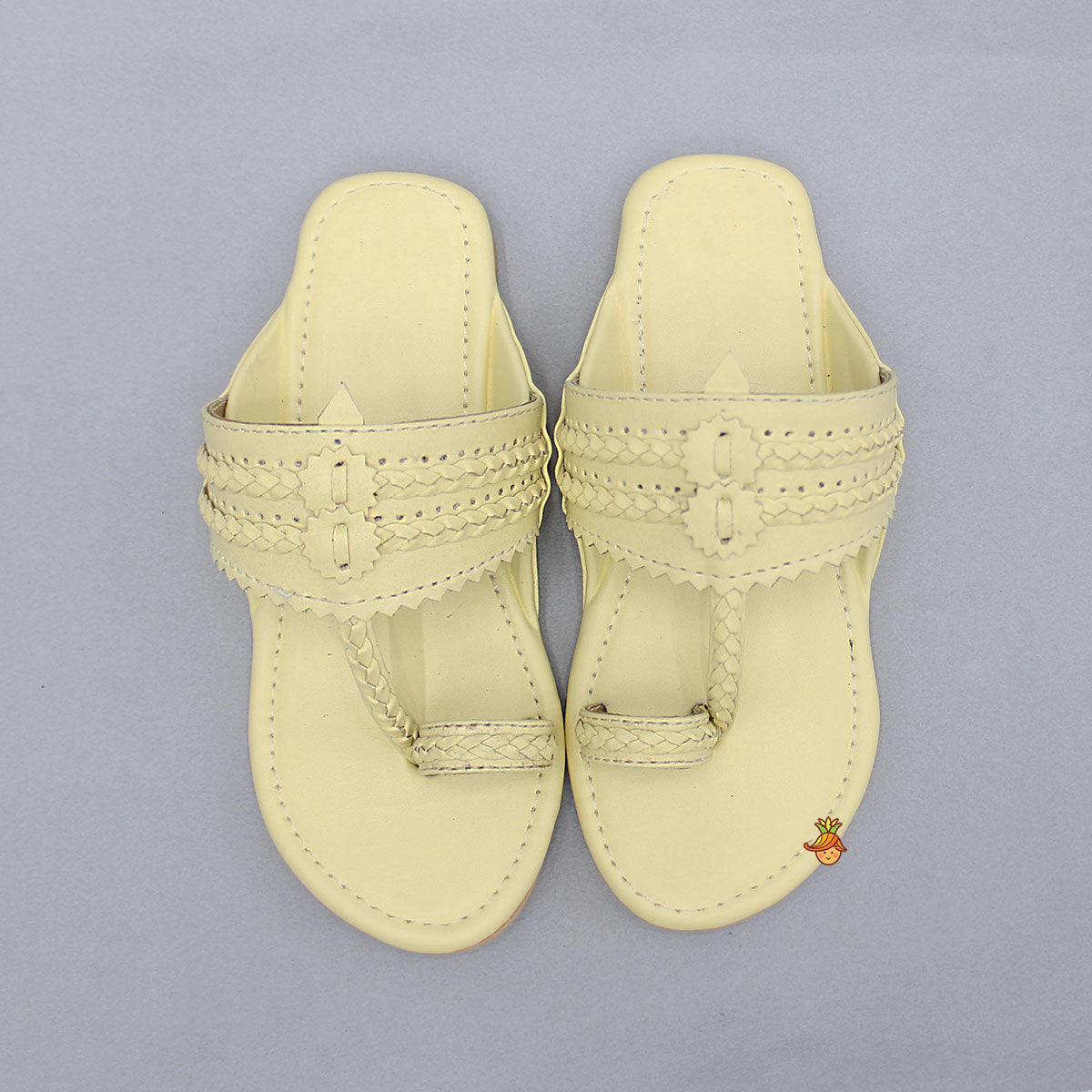 Yellow Braided Kolhapuri Flats