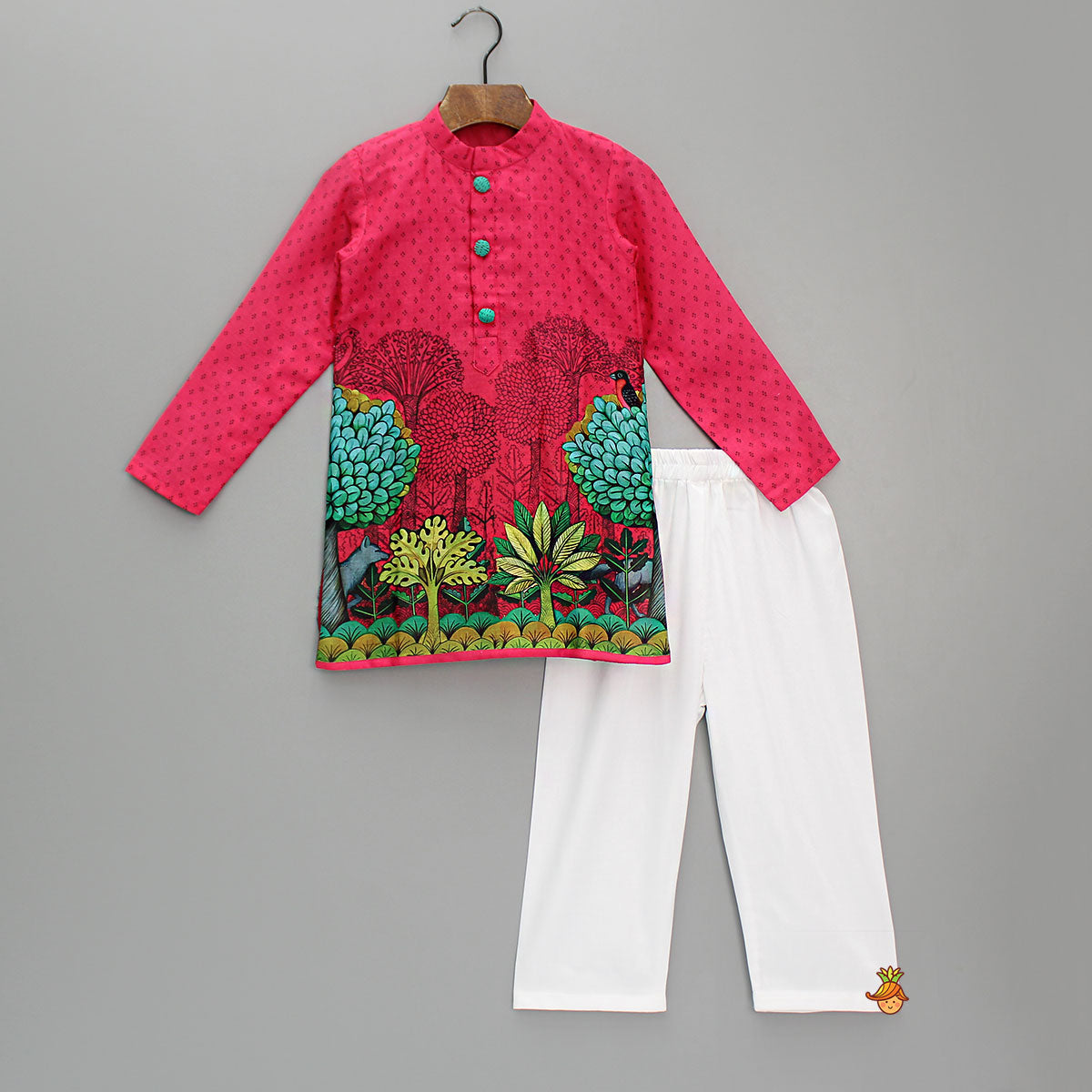 Pre Order: Printed Pink Kurta And Pyjama