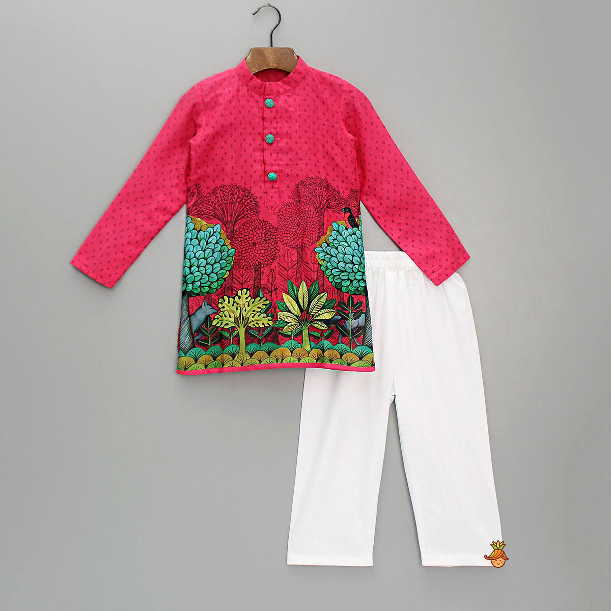 Pre Order: Printed Pink Kurta And Pyjama