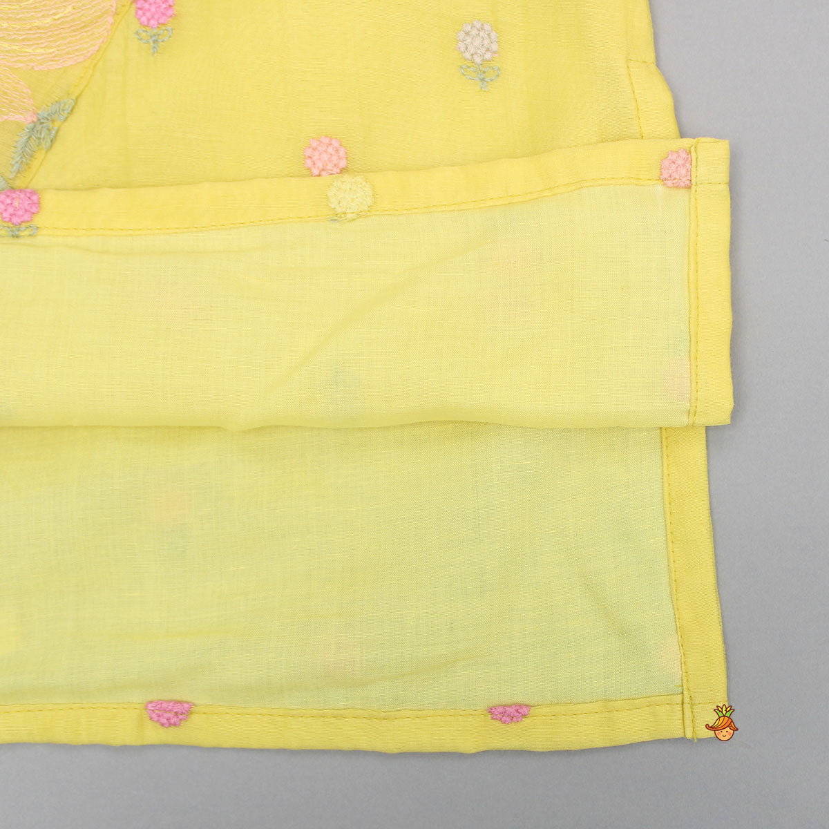 Pre Order: Yellow Floral Embroidered Kurta And Pyjama