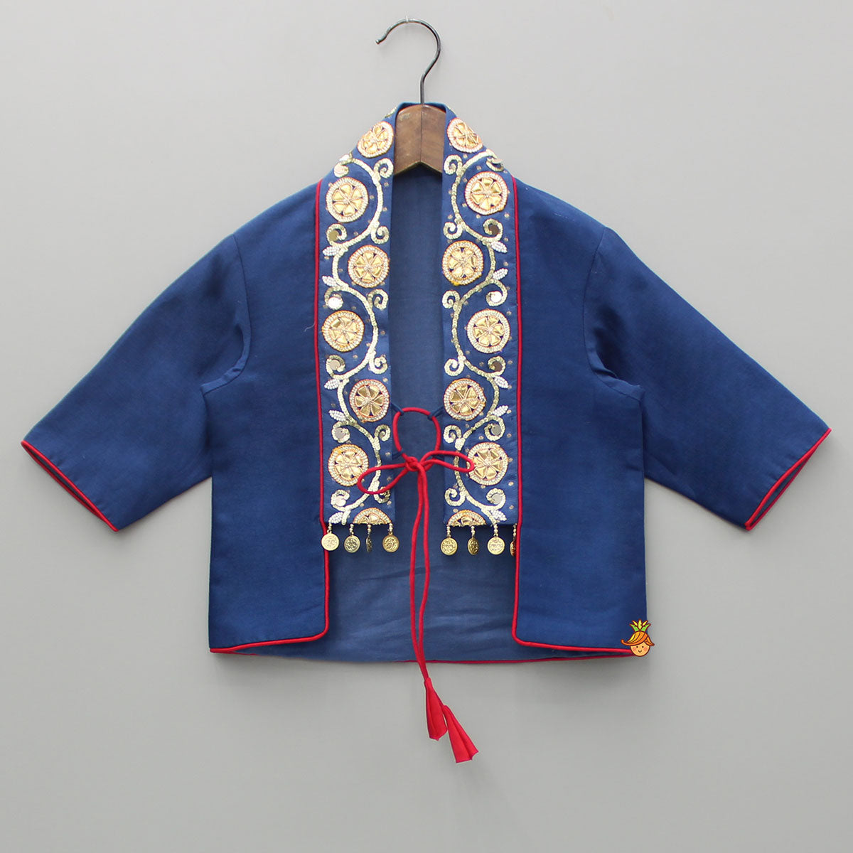 Pre Order: Blue Kurti With Embroidered And Embellished Jacket