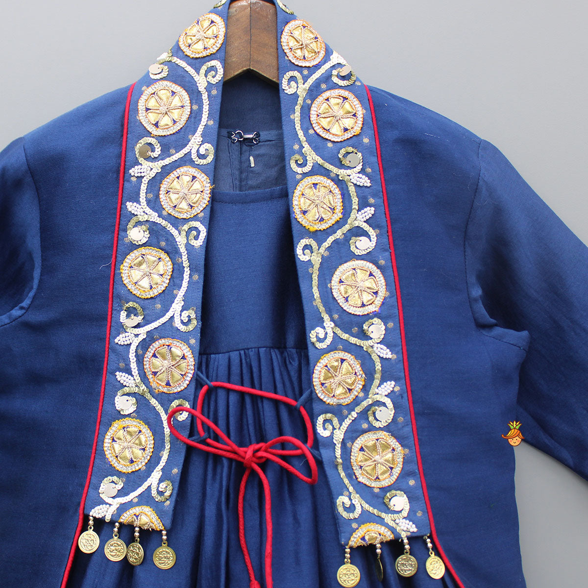 Pre Order: Blue Kurti With Embroidered And Embellished Jacket