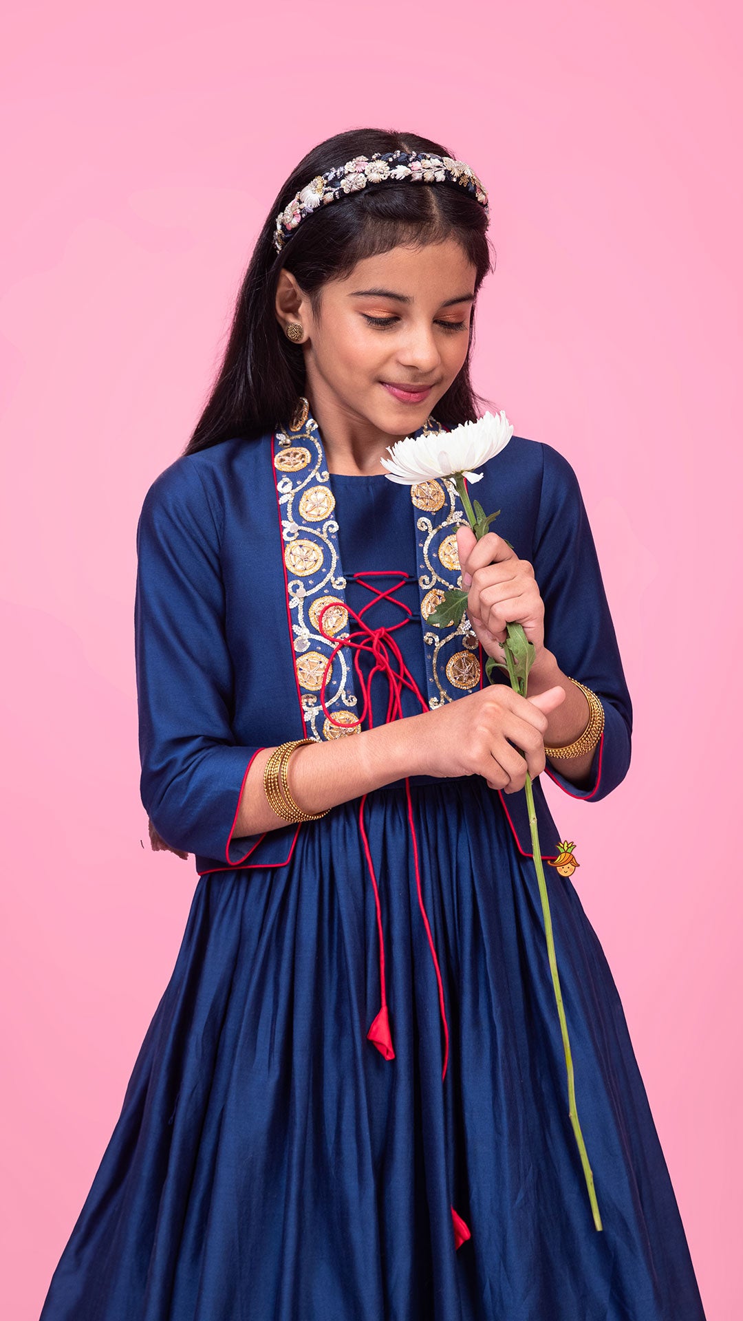 Pre Order: Blue Kurti With Embroidered And Embellished Jacket