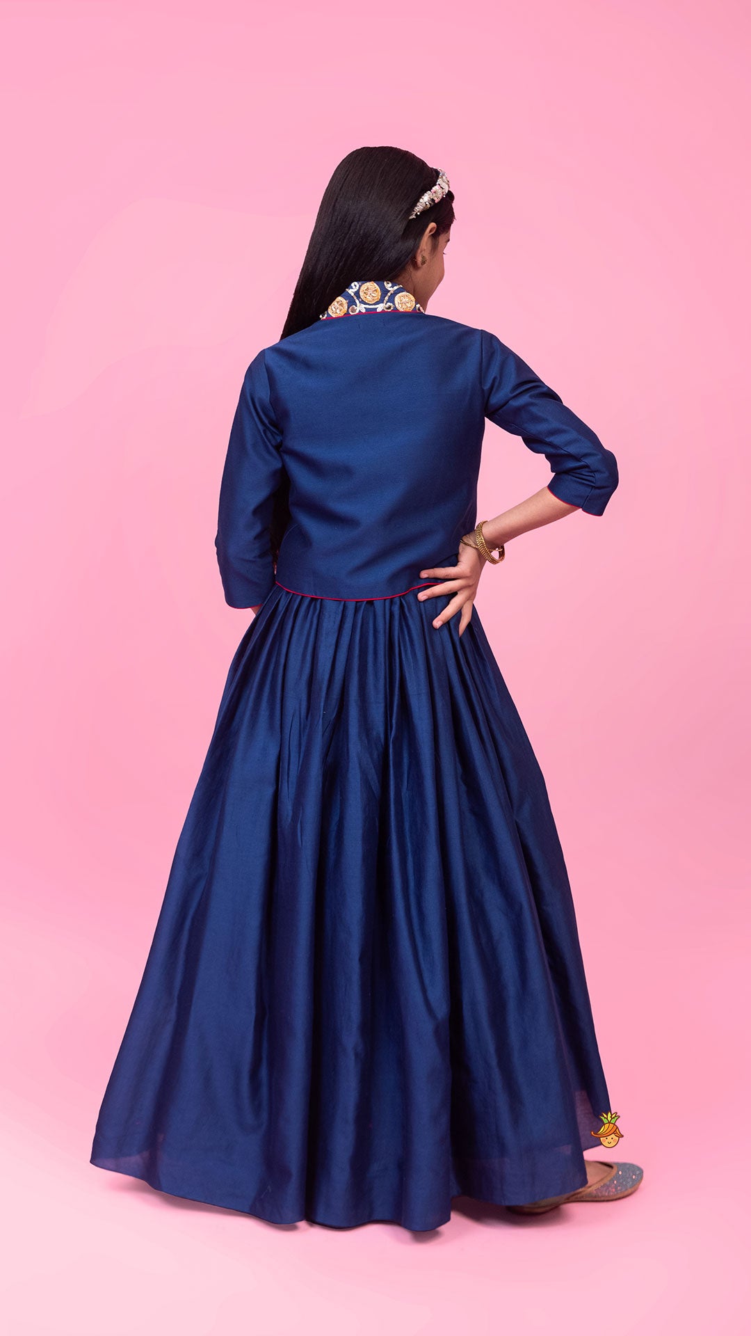 Pre Order: Blue Kurti With Embroidered And Embellished Jacket