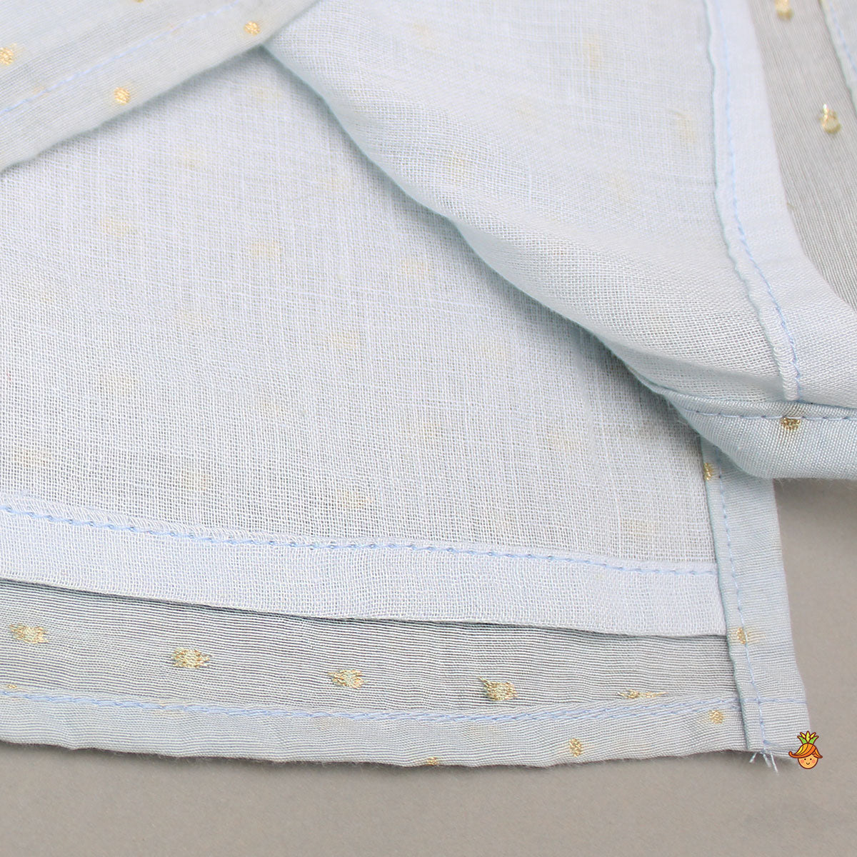 Pre Order: Chanderi Embroidered Blue Kurta With Pintucks And Pyjama