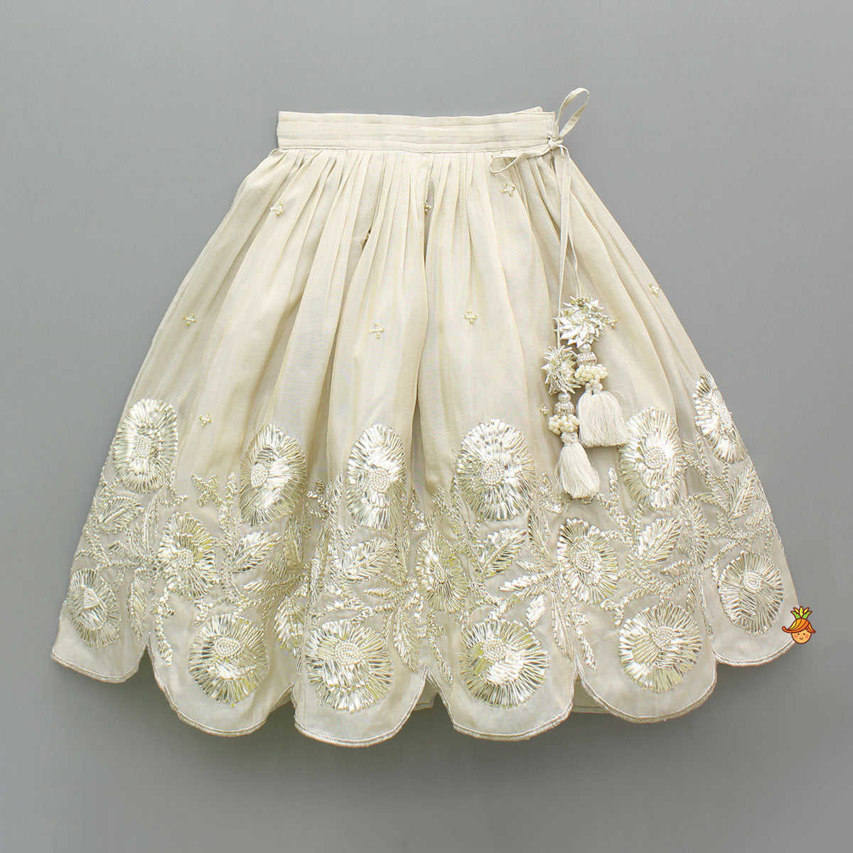 Pre Order: Gota Lace Embroidered Top With Lehenga
