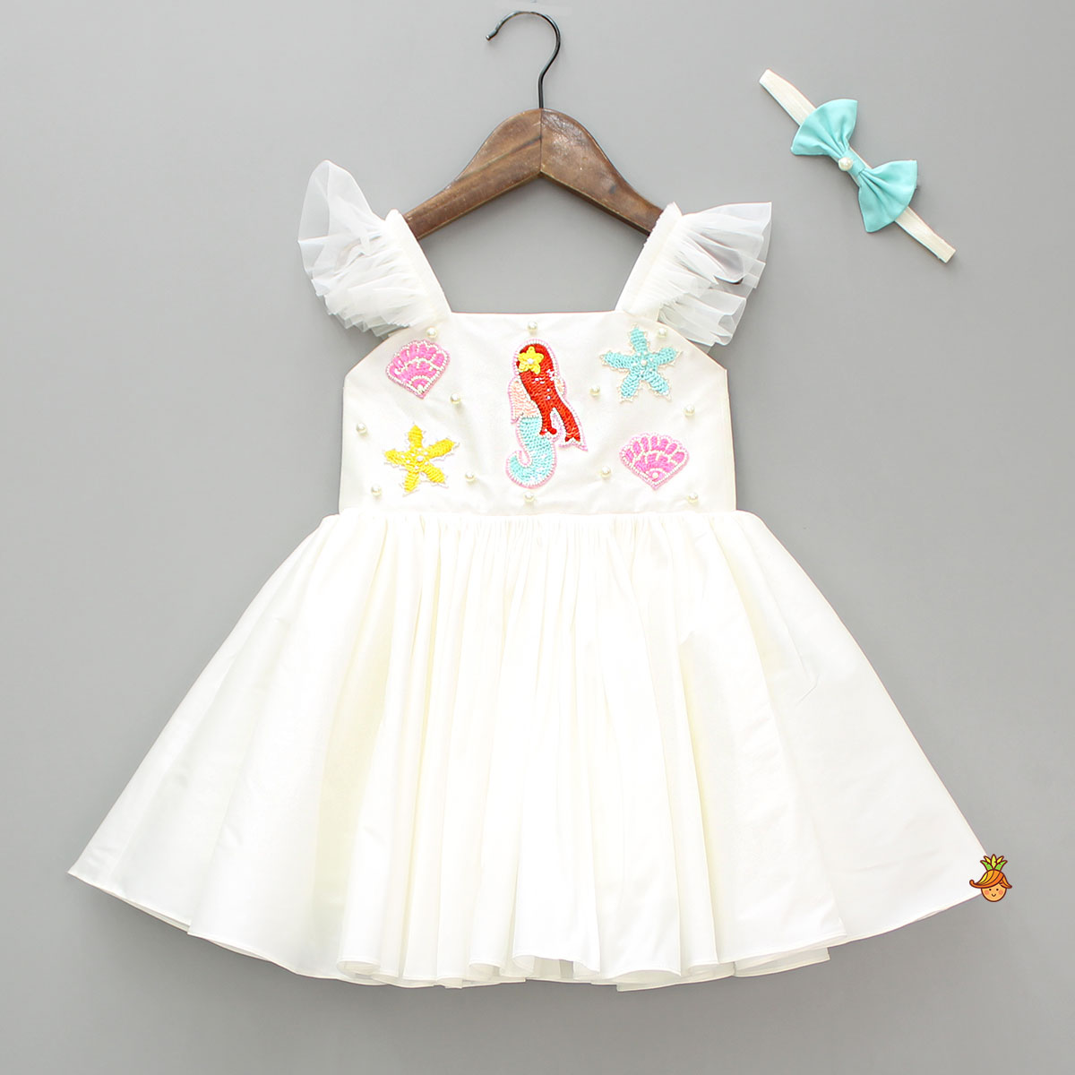 Pre Order: Mermaid Themed Flared Dress With Bowie Headband