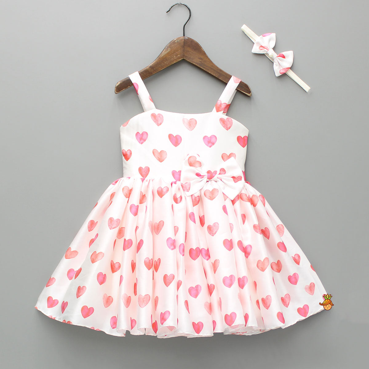 Pre Order: Heart Printed Strappy Dress And Bowie Headband