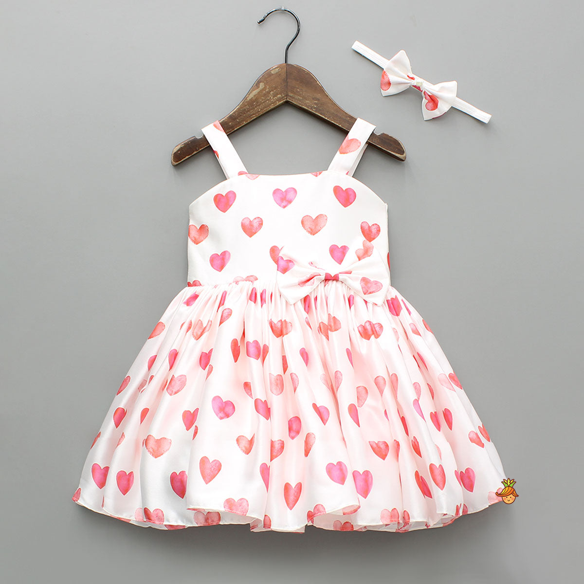 Pre Order: Heart Printed Strappy Dress And Bowie Headband