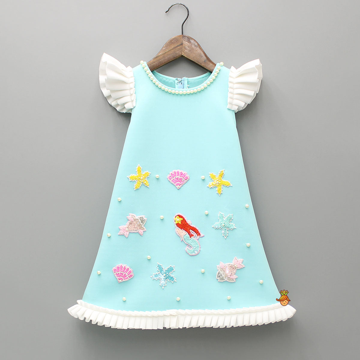 Pre Order: Ocean Themed Blue Dress With Hairclip