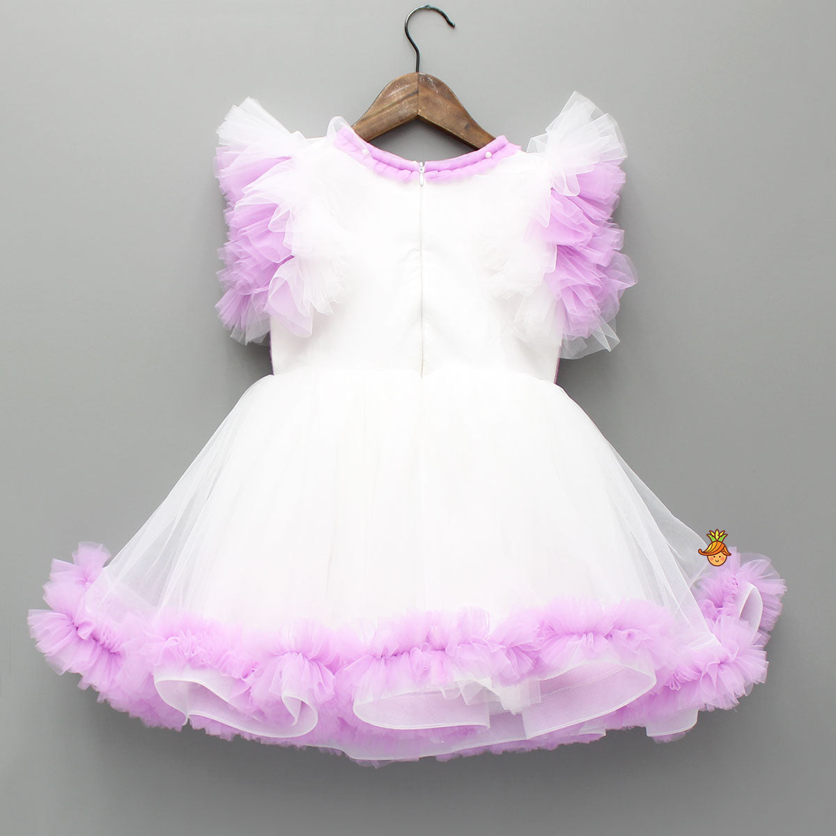 Pre Order: Frilly Flower Enhanced Dress With Matching Hairclip