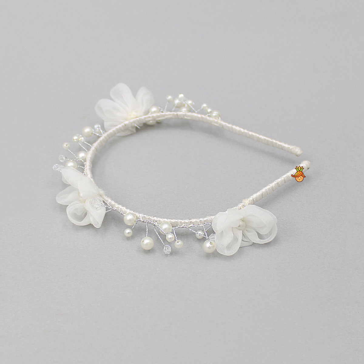 Artificial Stone And Flower Embellished Hairband