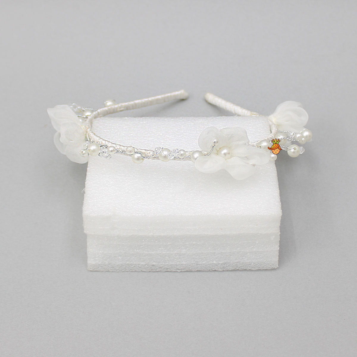 Artificial Stone And Flower Embellished Hairband