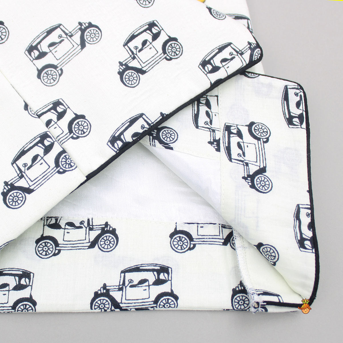 Pre Order: Vehicle Printed Kurta With Jacket And Pyjama