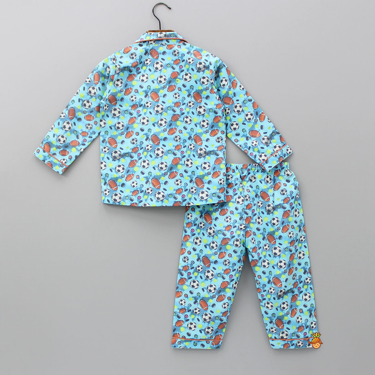 Multicoloured Balls Printed Notch Collar Sleepwear