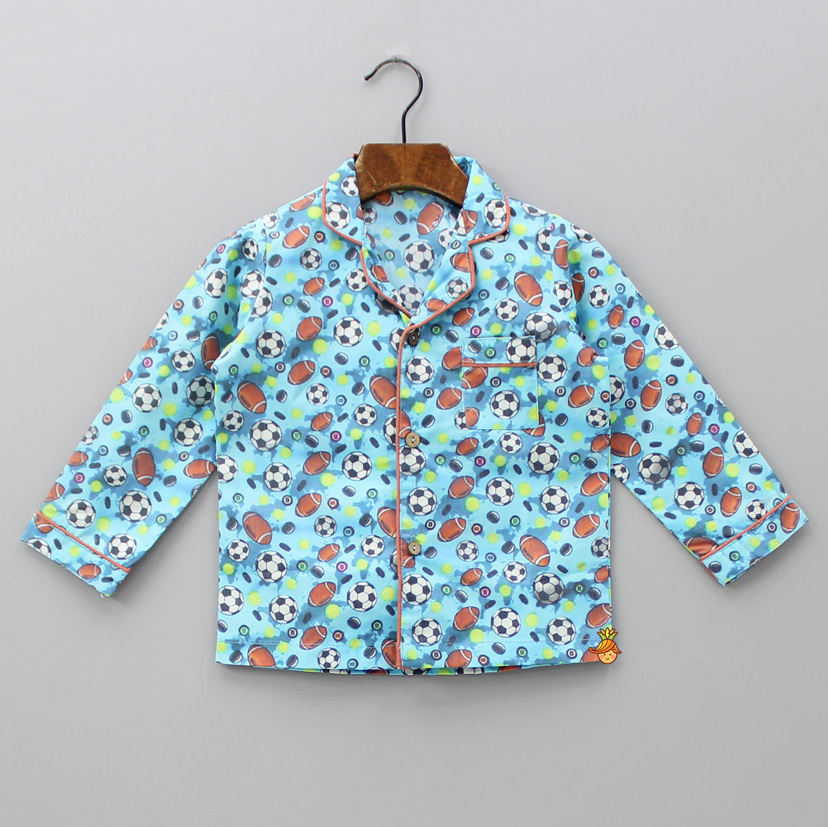 Multicoloured Balls Printed Notch Collar Sleepwear