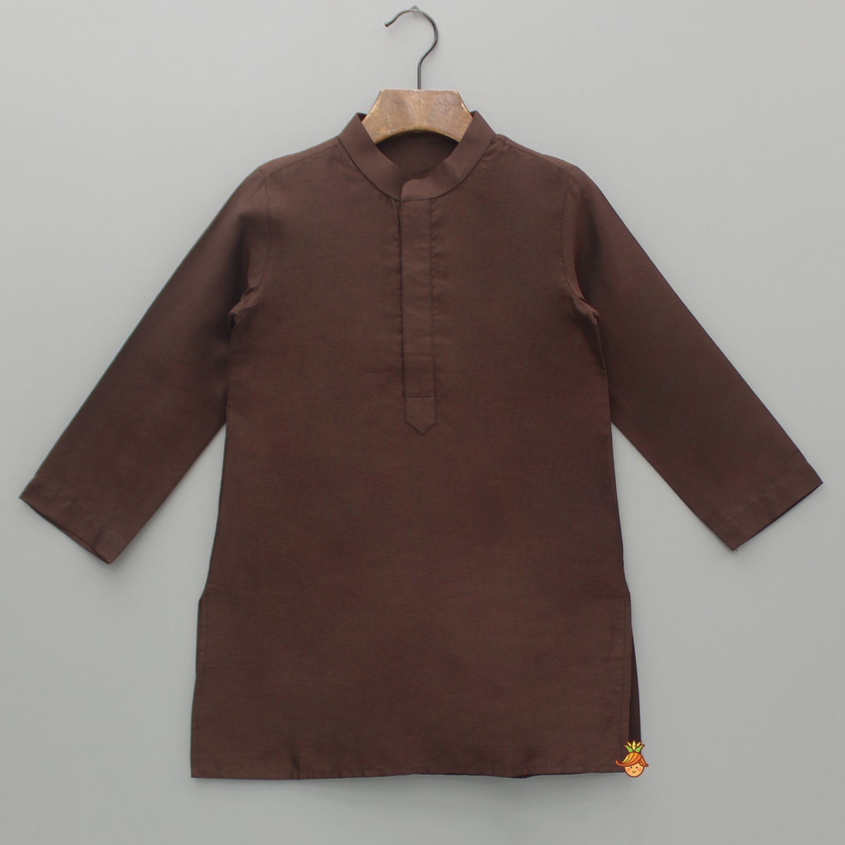 Pre Order: Brown Kurta With Printed Embroidered Jacket And Pyjama