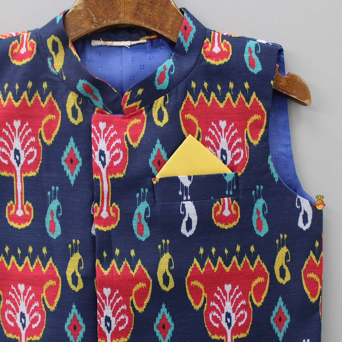 Pre Order: Blue Multicoloured Printed Jacket