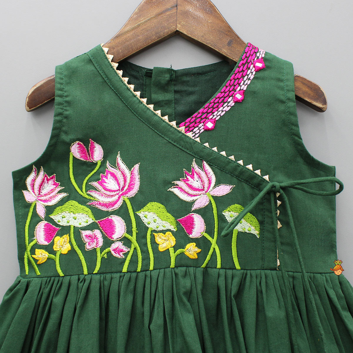 Pre Order: Green Multicolour Floral Embroidered Kurti