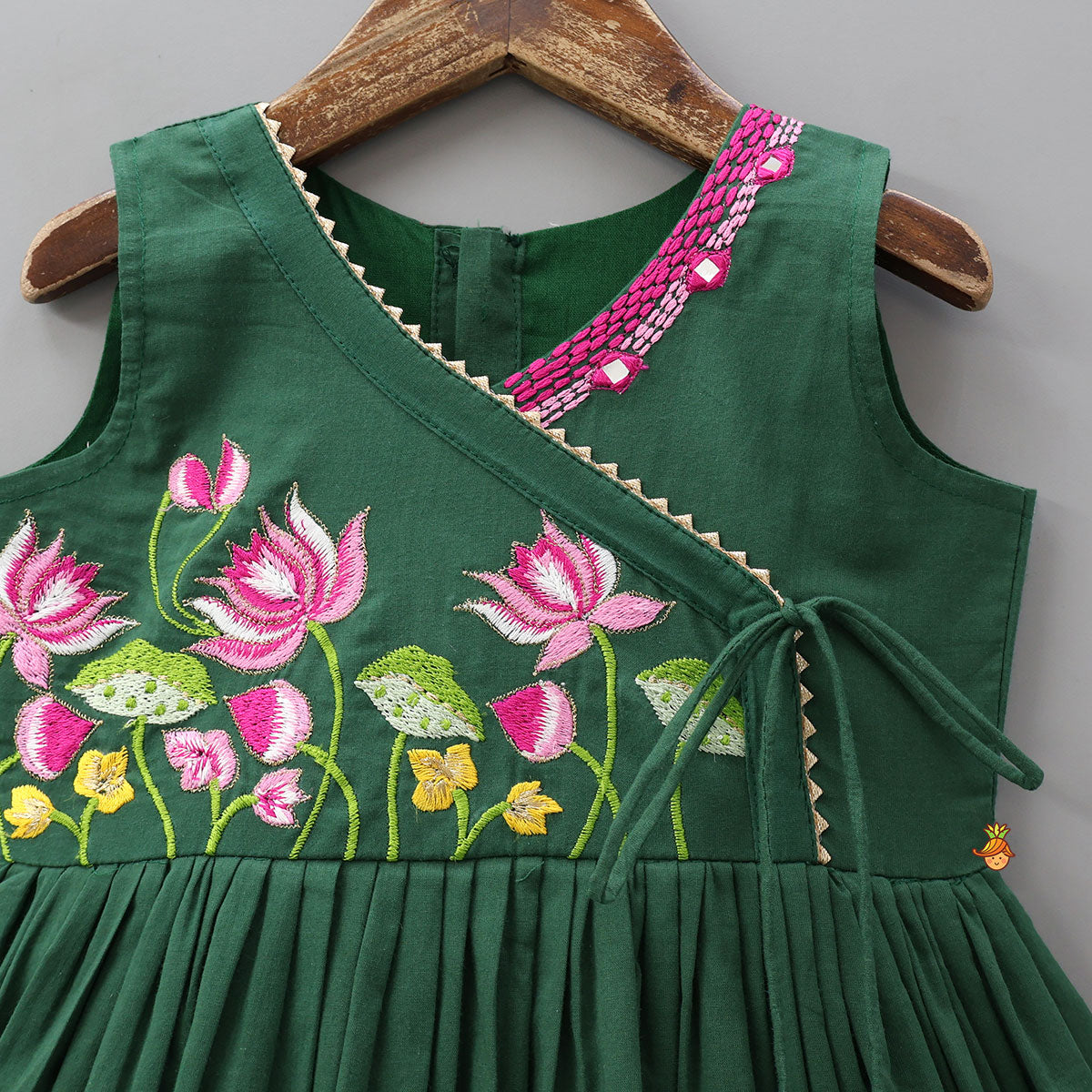Pre Order: Green Multicolour Floral Embroidered Kurti