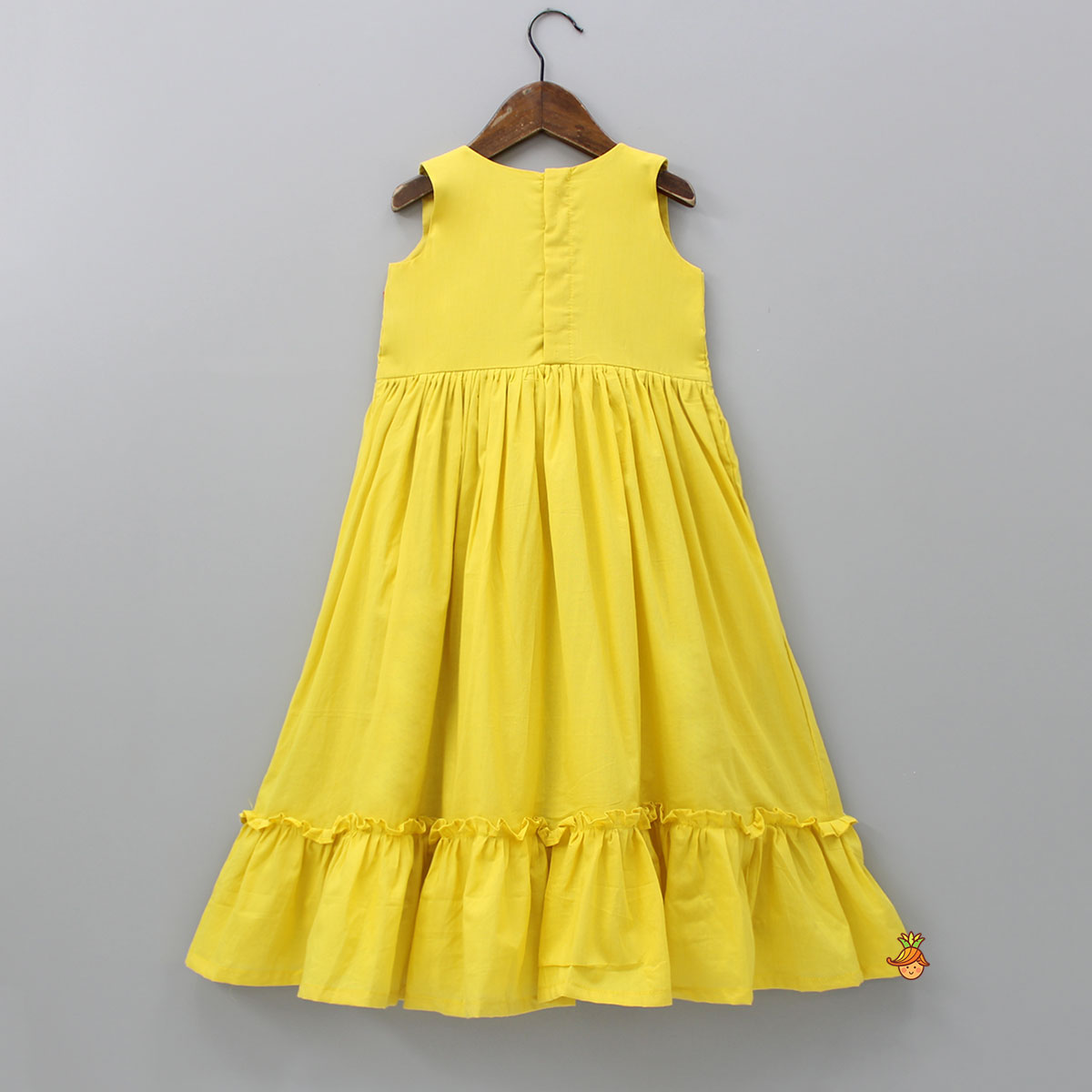 Pre Order: Beads Embroidered Ruffled Hem Yellow Kurti