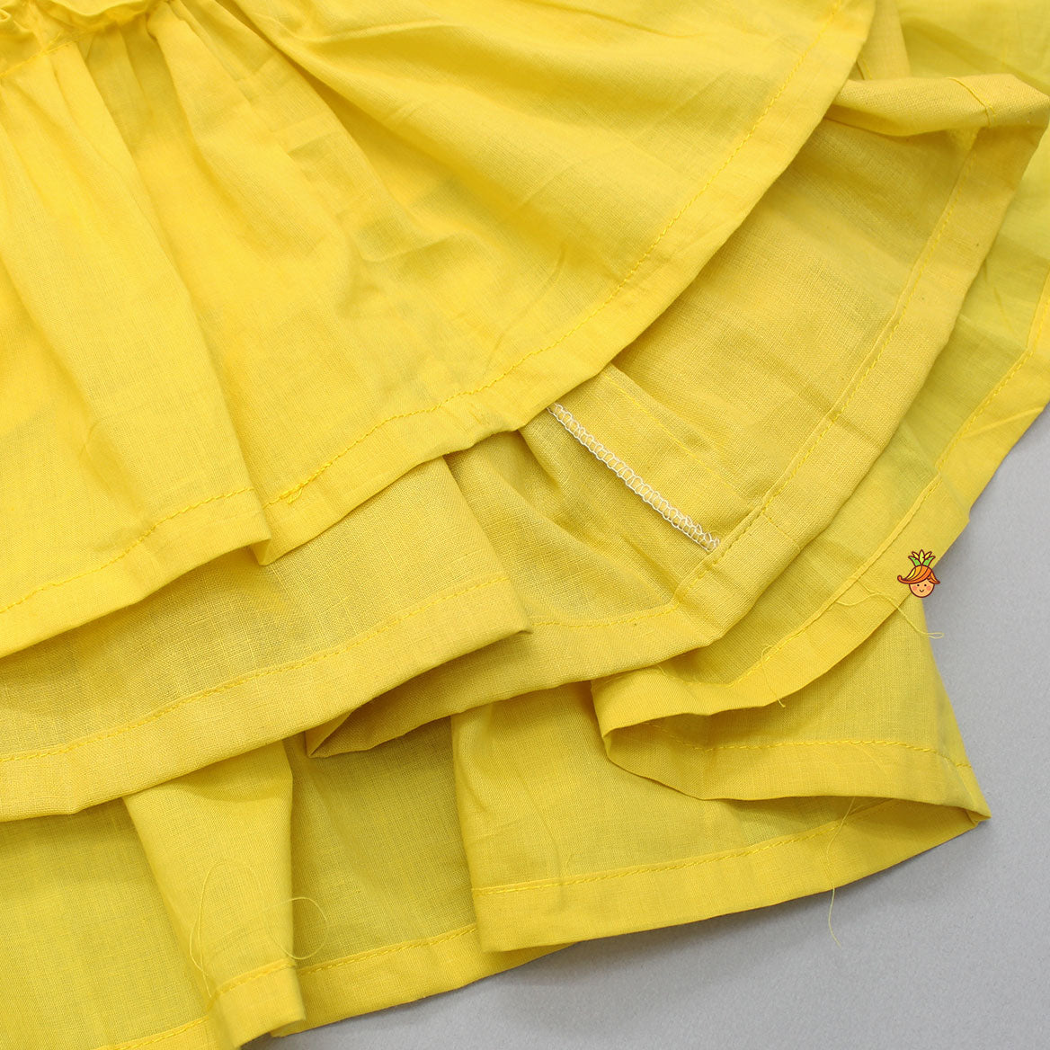 Pre Order: Beads Embroidered Ruffled Hem Yellow Kurti