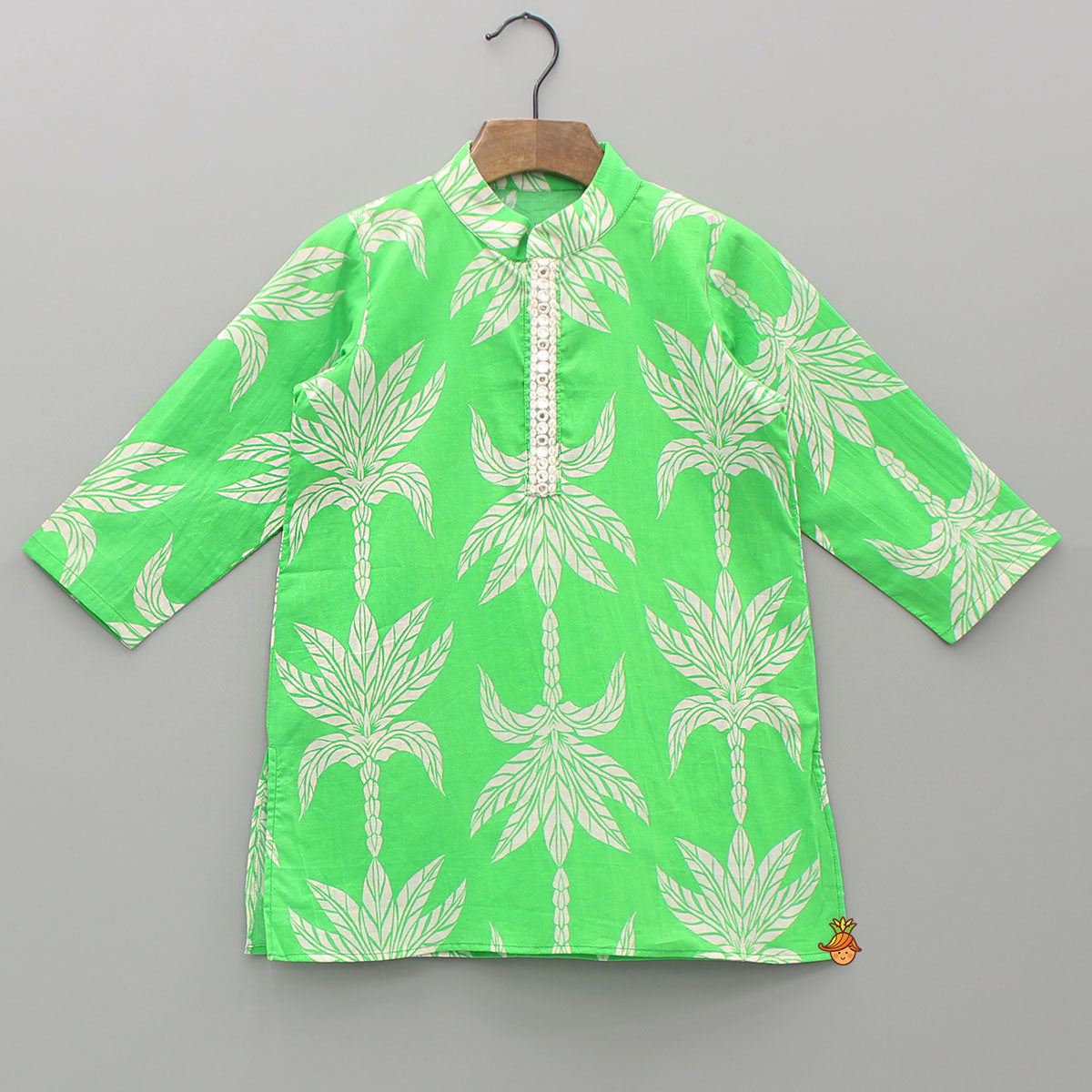 Pre Order: Printed Green Kurta With Pyjama