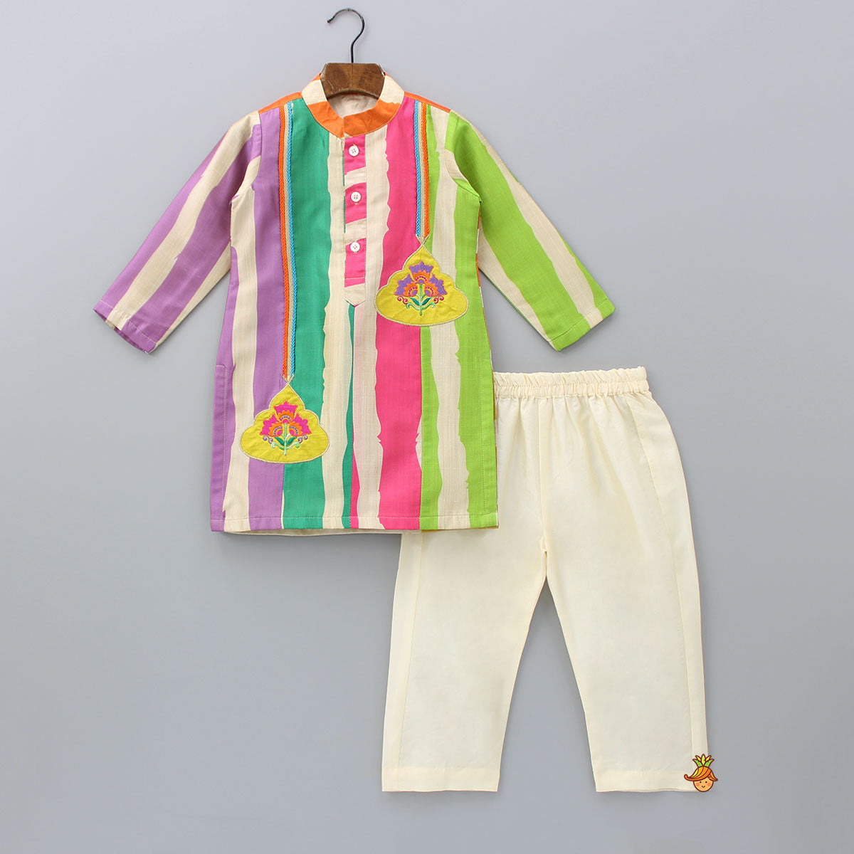 Pre Order Multicoloured Striped Kurta And Pyjama