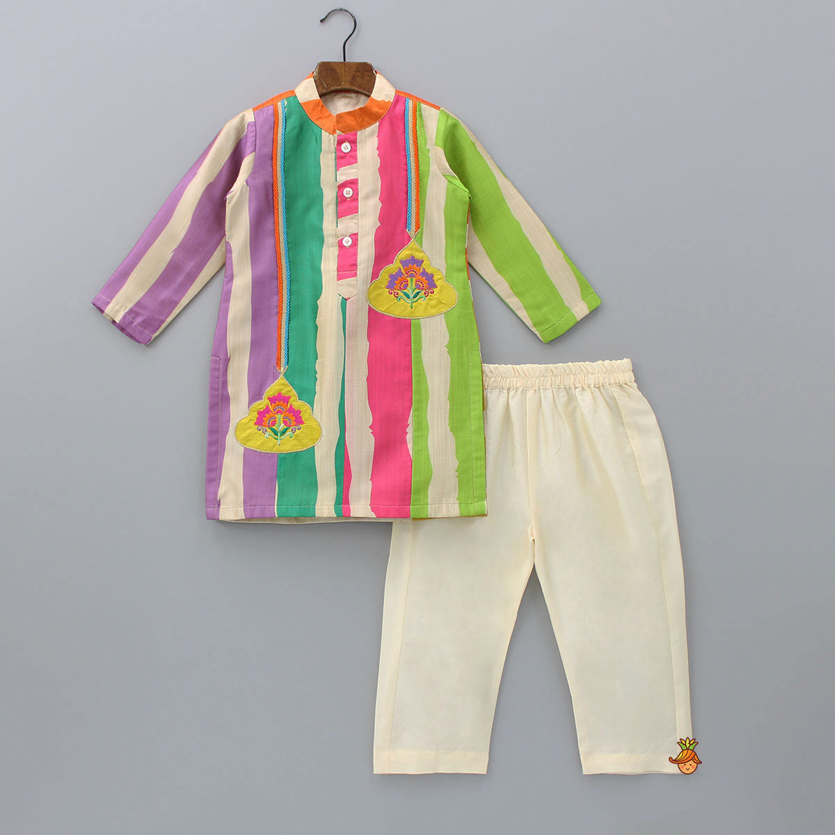 Pre Order: Multicoloured Striped Kurta And Pyjama