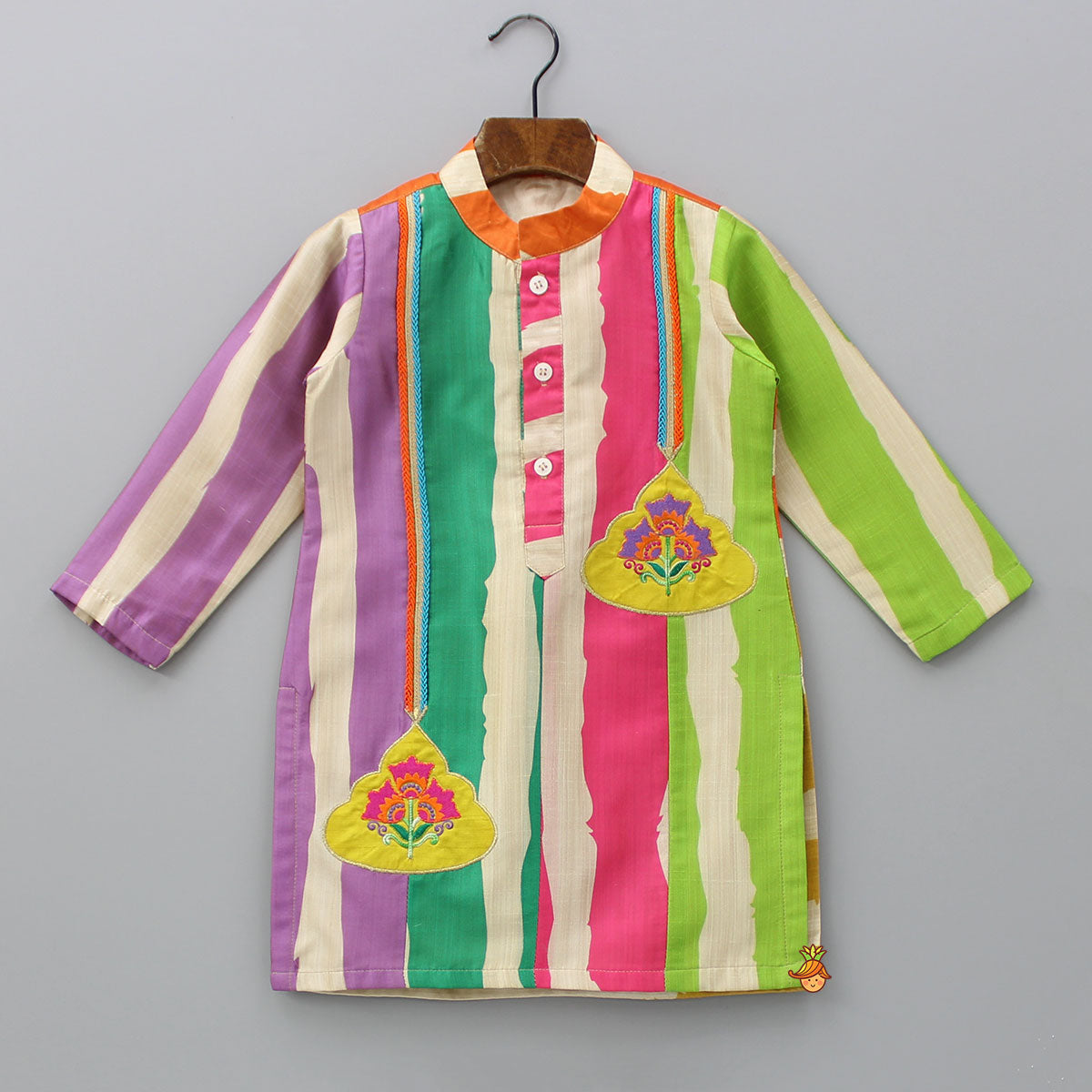 Pre Order: Multicoloured Striped Kurta And Pyjama