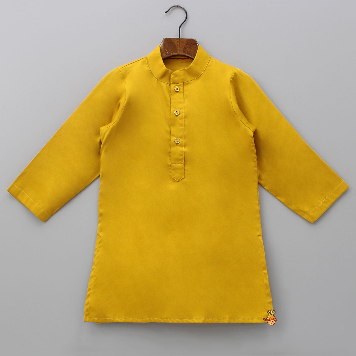 Pre Order: Mustard Kurta With Floral Printed Jacket And Pyjama