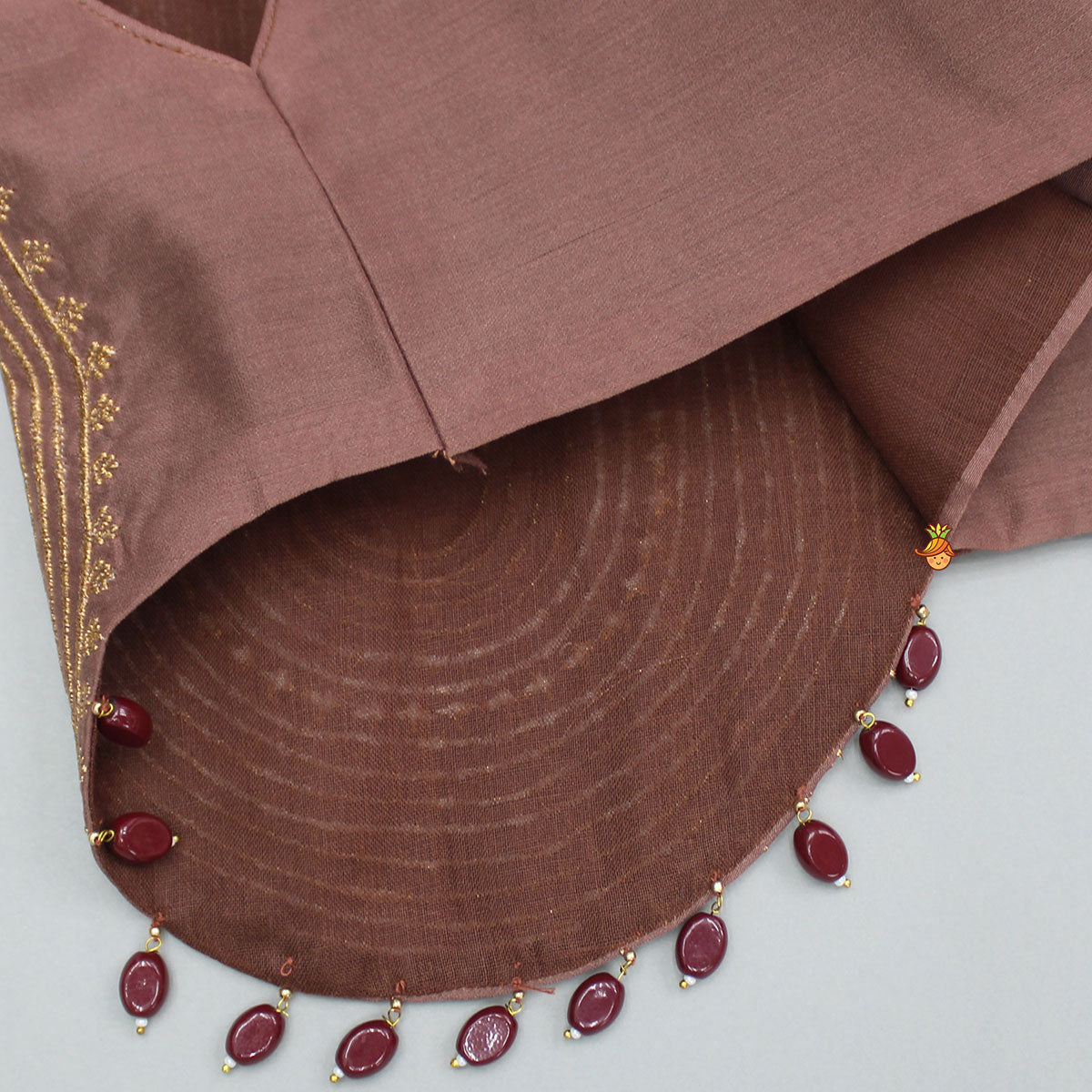 Pre Order: Embroidered Brown Top And Lehenga