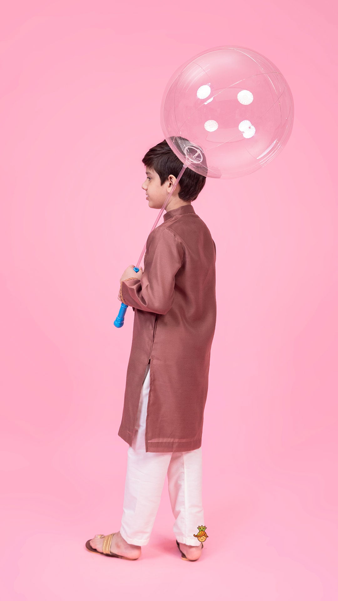 Pre Order: Embroidered Brown Kurta And Pyjama