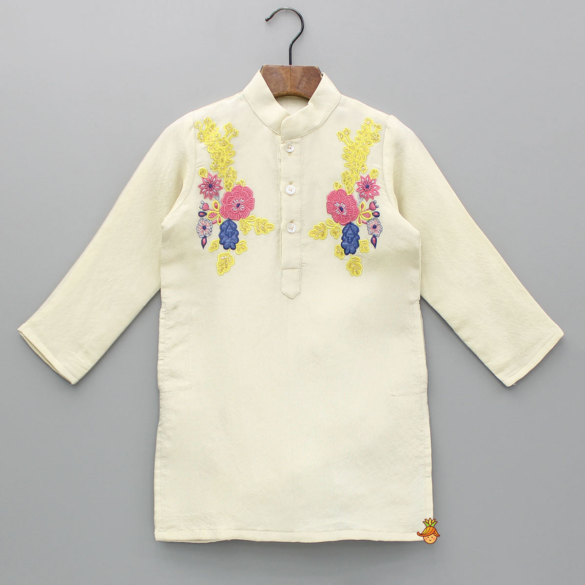 Pre Order: Floral Embroidered Kurta With Pyjama