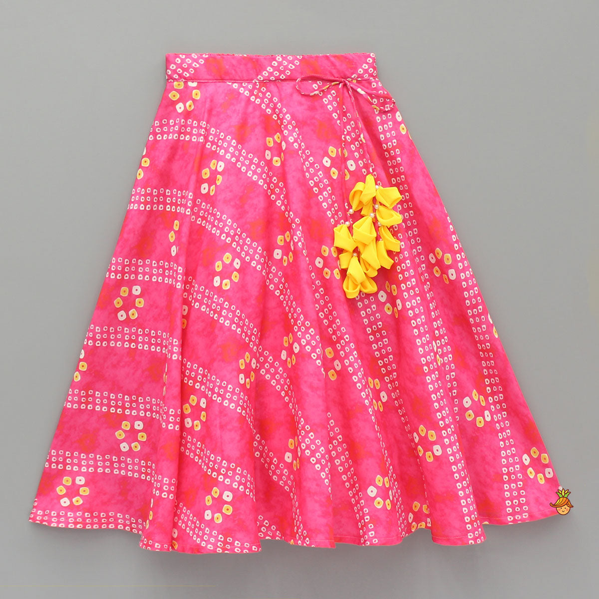 Pink Bandhani Printed Top And Lehenga With Dupatta