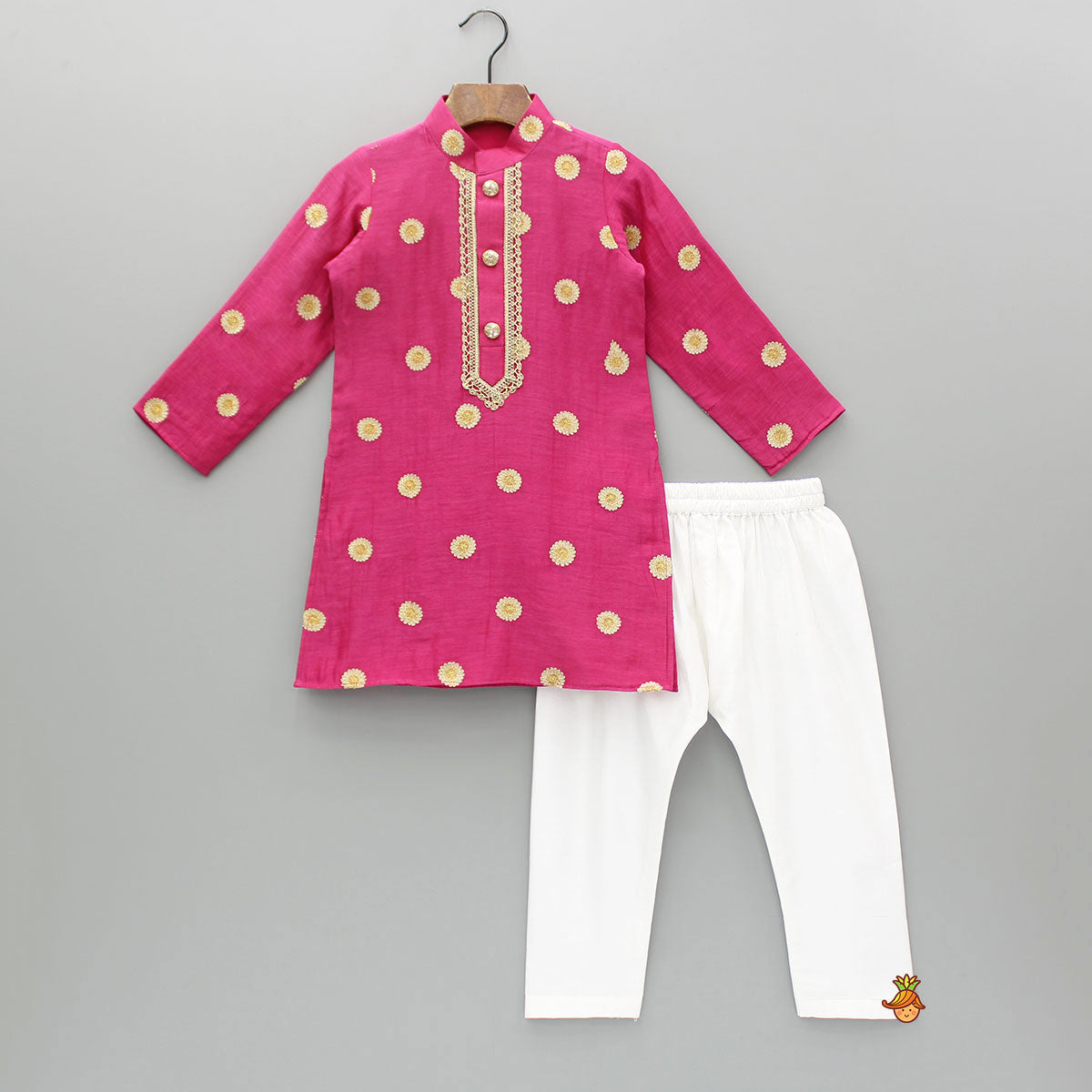 Pre Order: Embroidered Pink Kurta And Pyjama