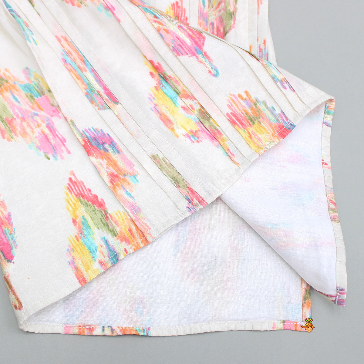 Pre Order: Printed Multicolour Pleated Kurta And Pyjama