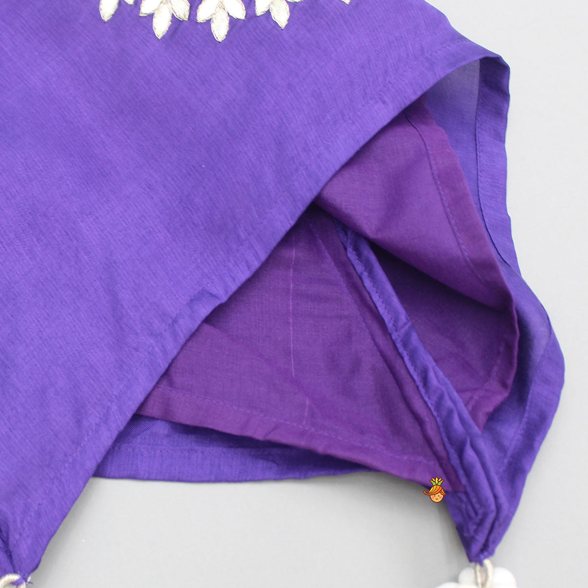 Pre Order: Purple Gota Work Embroidered Stylish Flared Top With Palazzo