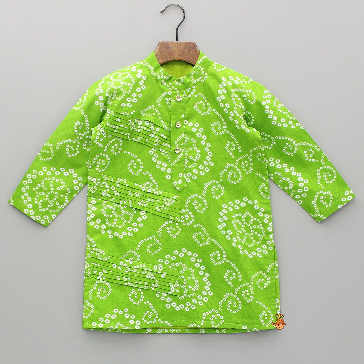 Pre Order: Bandhani Printed Green Kurta With Pyjama