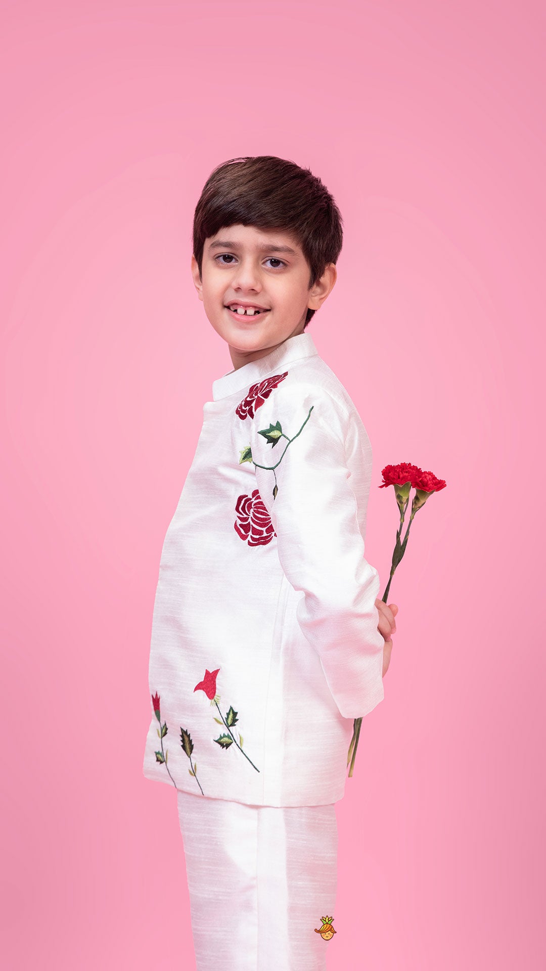 Pre Order: Embroidered White Sherwani With Pant