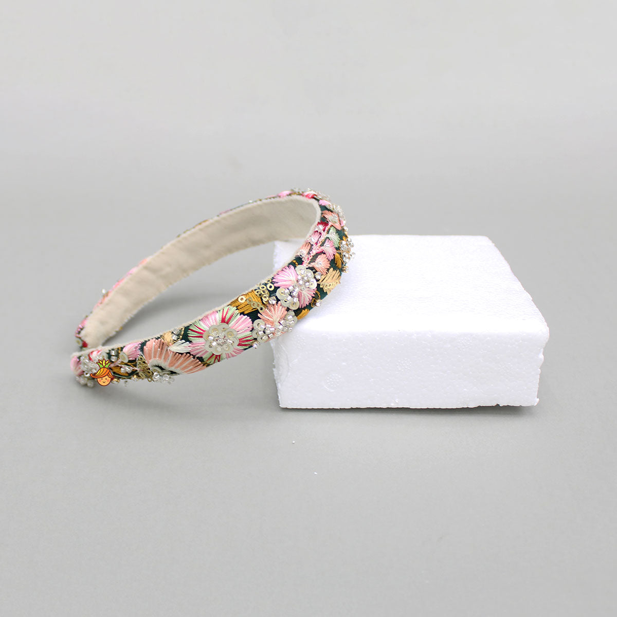 Thread And Cutdana Embroidered Multicolour Hairband