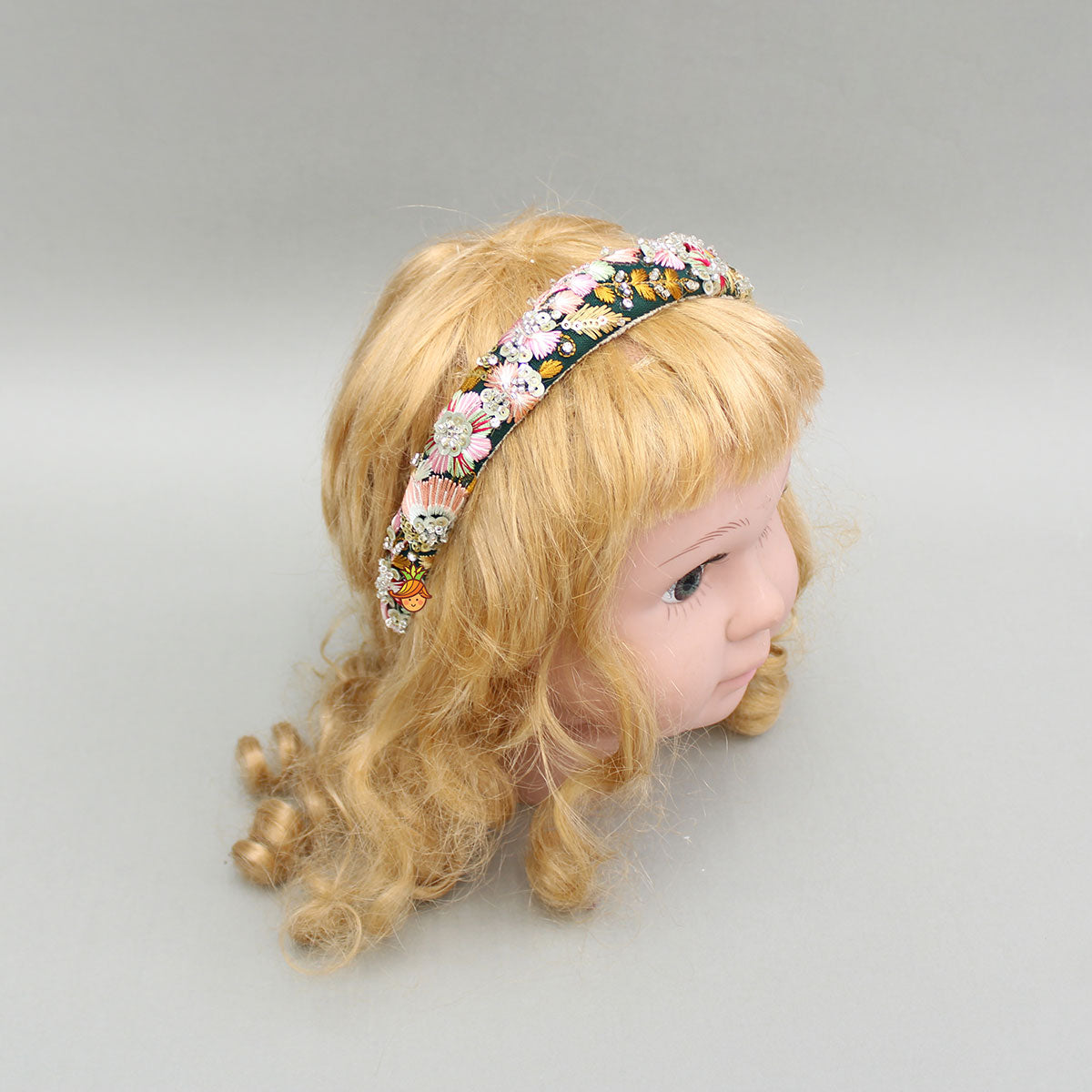 Thread And Cutdana Embroidered Multicolour Hairband