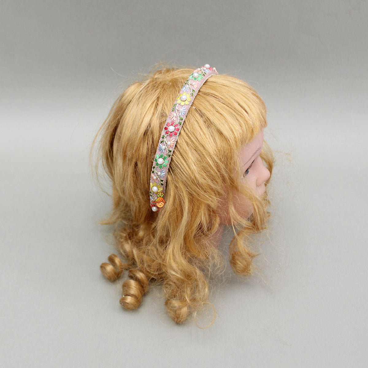 Thread Embroidered Peach Hairband