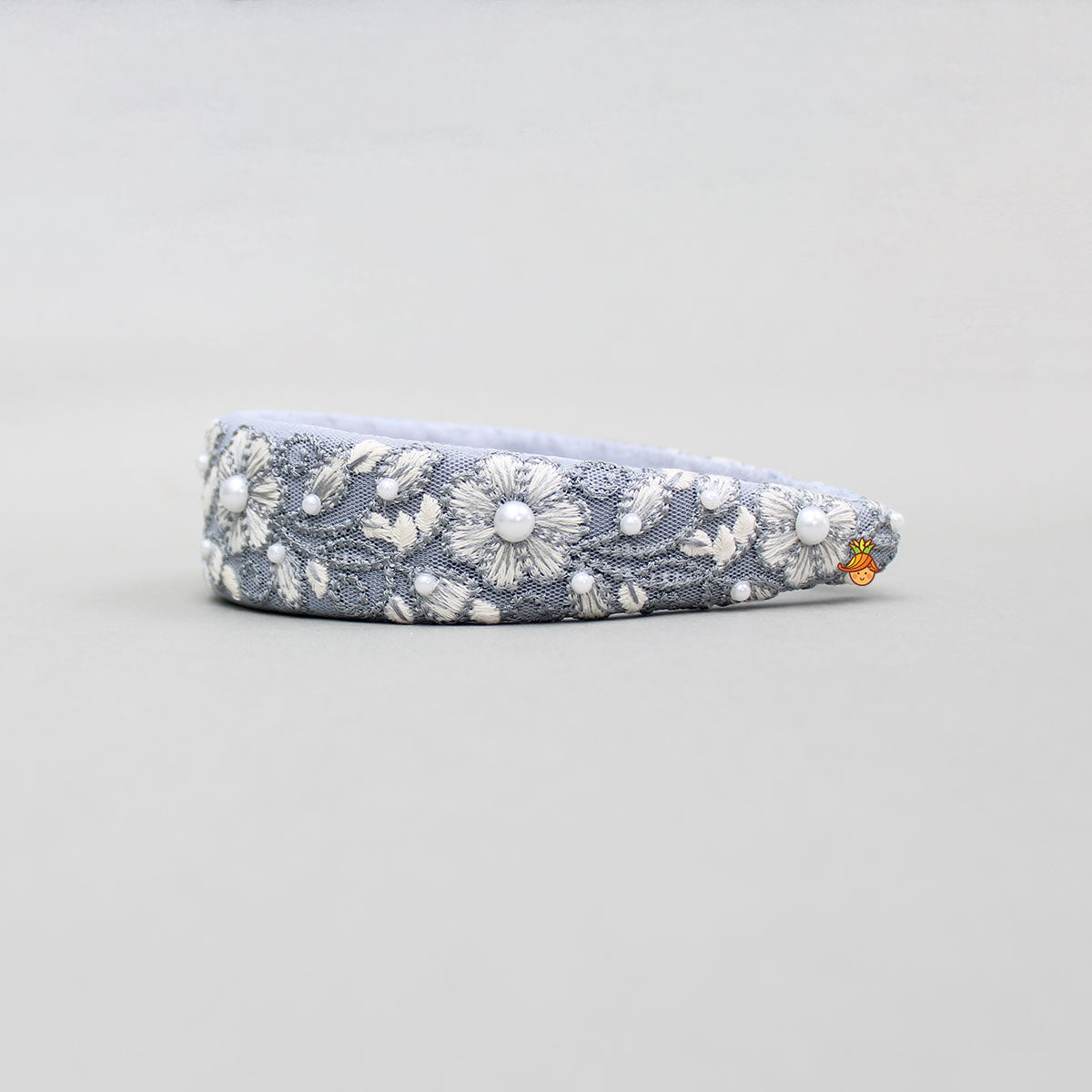 Floral Embroidered Grey Hairband