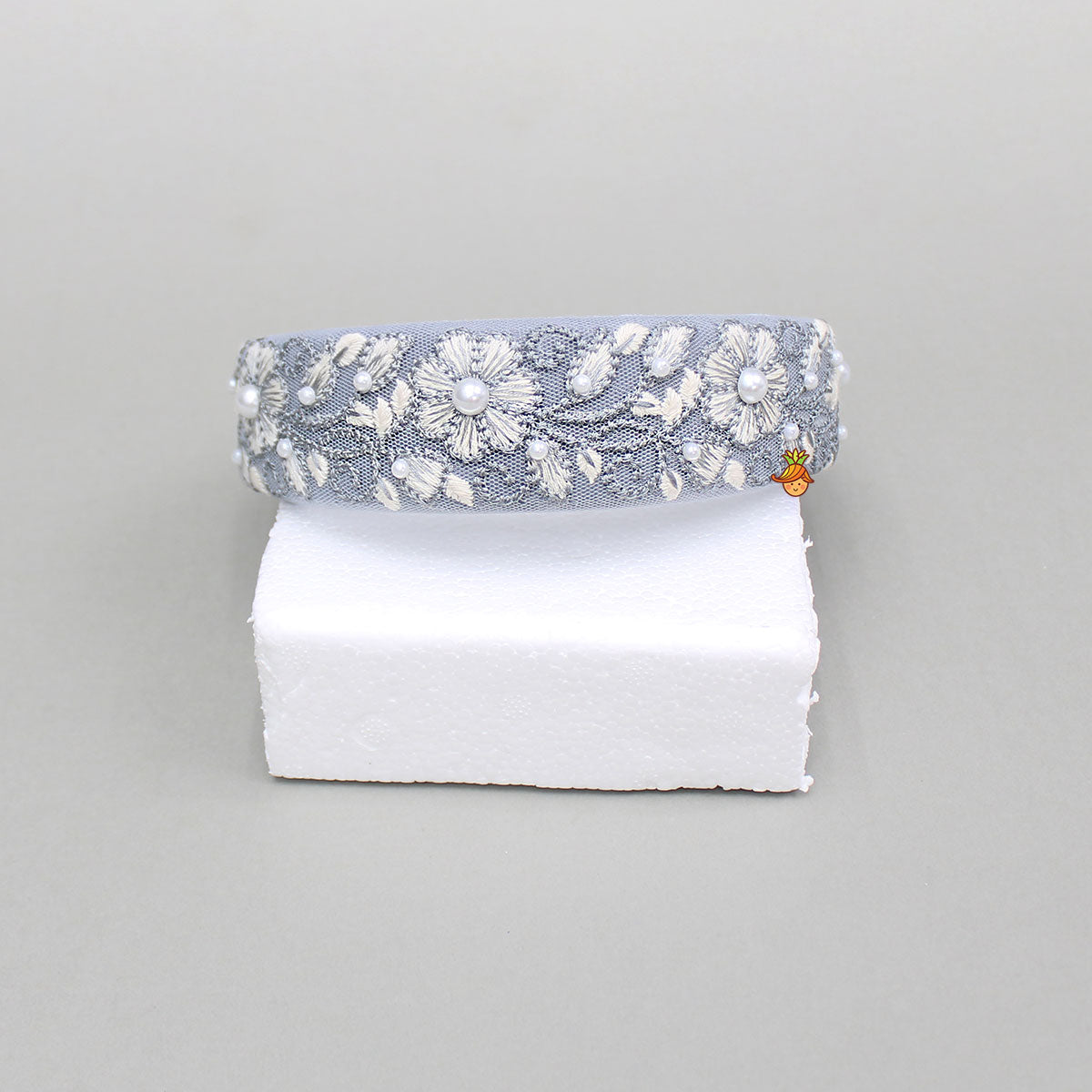 Floral Embroidered Grey Hairband