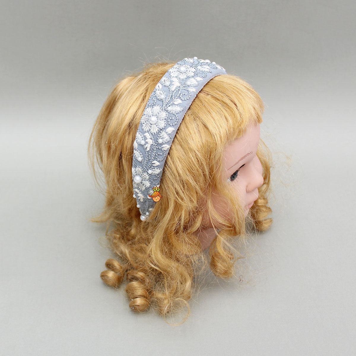 Floral Embroidered Grey Hairband