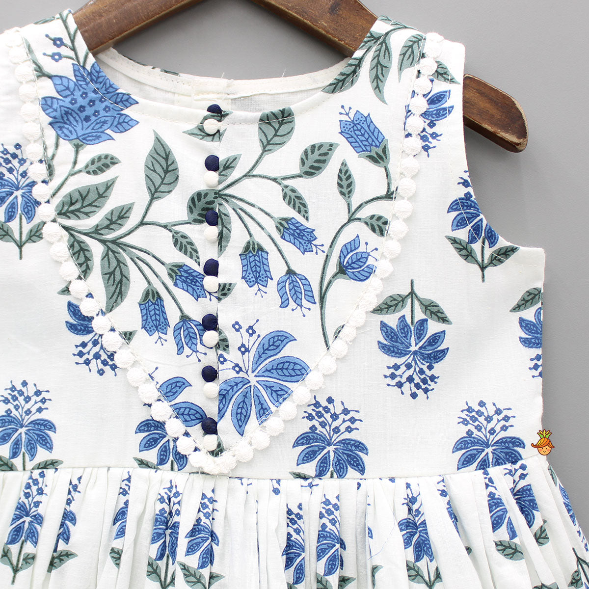 Pre Order: Floral Printed Blue Flared Kurti