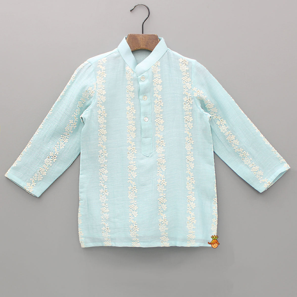 Pre Order: Blue Embroidered Kurta With Pyjama